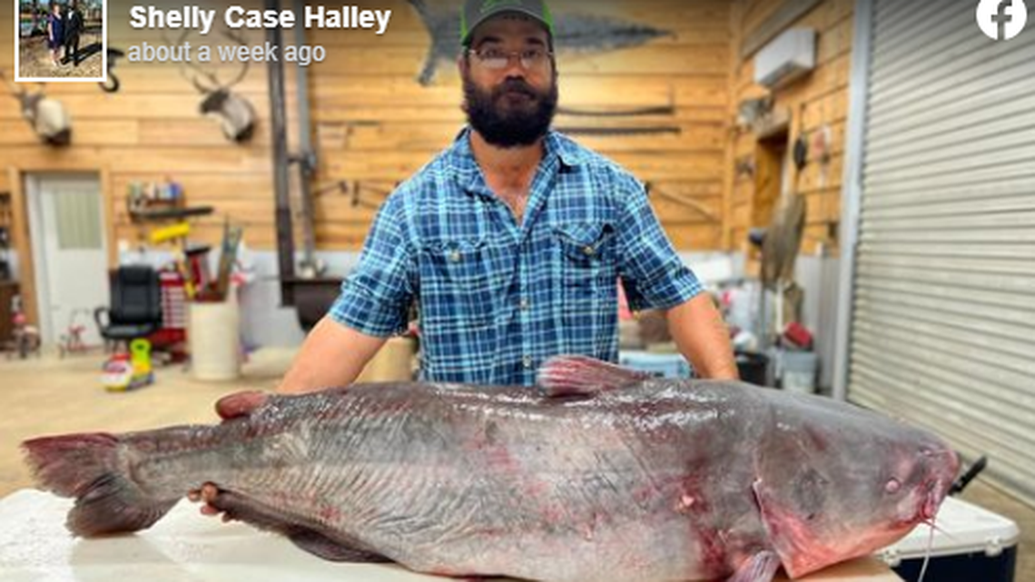 “I got his head in, but his body was hanging out, so I used my hands,” angler Christopher Halley said.