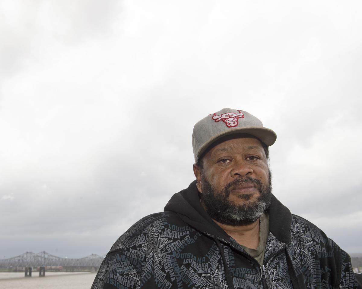 Leslie Jones of Vadalia, LA leans on a fence that lines the Natchez Bluff overlooking the Mississippi River on Wednesday, Feb. 12, 2020. Mr. Jones was a guard at Wilkinson County Correctional Facility, a private prison, in Woodville, Mississippi near the Louisiana border.