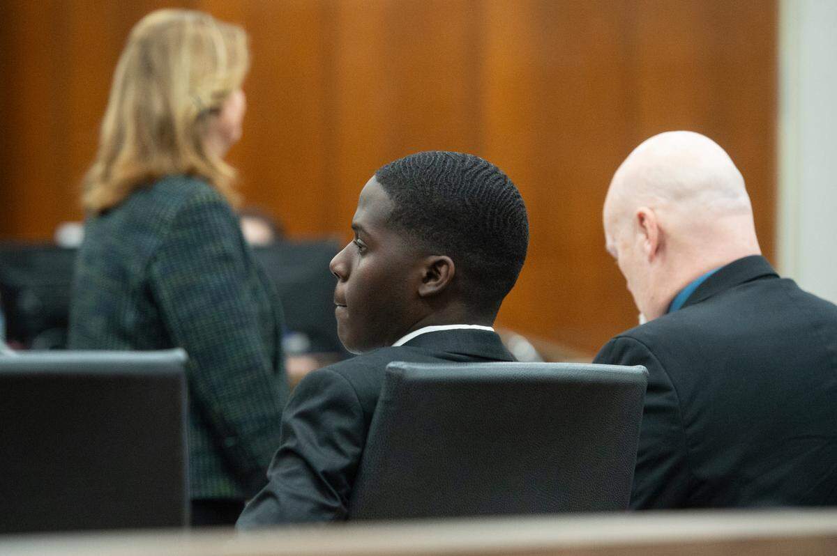 Izaun Baxter sits in the courtroom during his guilty plea in Harrison County Circuit Court in Biloxi on Tuesday, March 12, 2024. Baxter was sentenced to 20 years, 10 to serve in prison and 10 suspended, after a reckless driving incident that killed two in 2020.