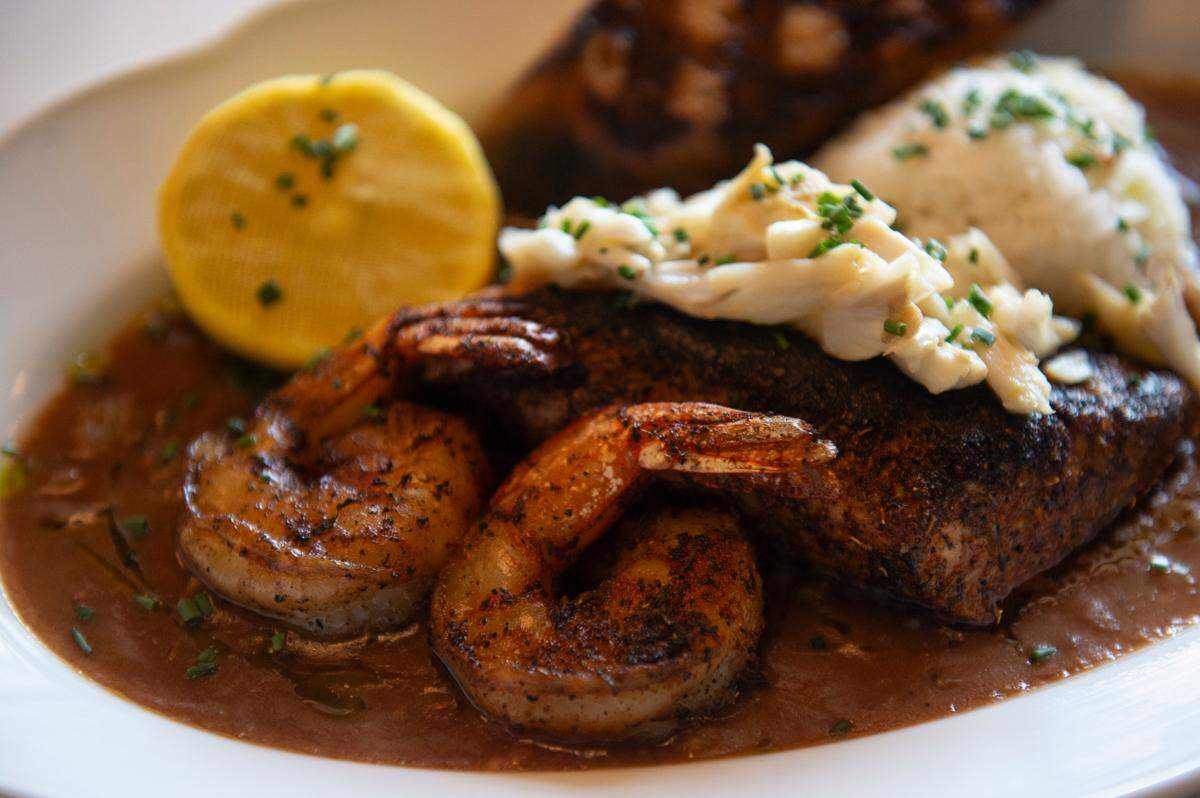 Seafood is the specialty at Coraline’s, and there’s also blackened New York strip steak with herb butter and roasted potatoes, sticky chiclen Ballotine with andouille sausage and a prime pork porterhouse.
