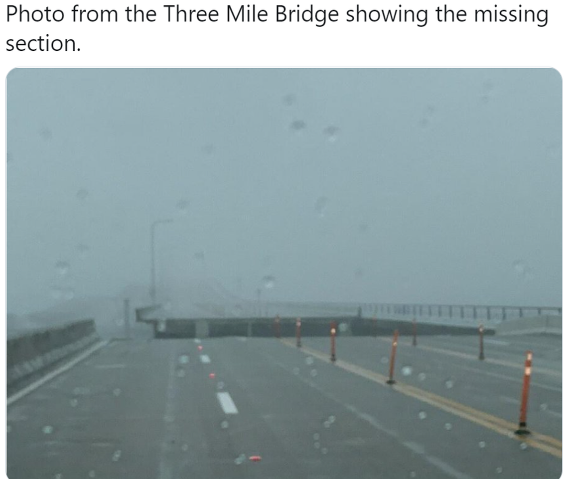 Hurricane Sally took a big chunk out of Three Mile Bridge in Pensacola, Florida.