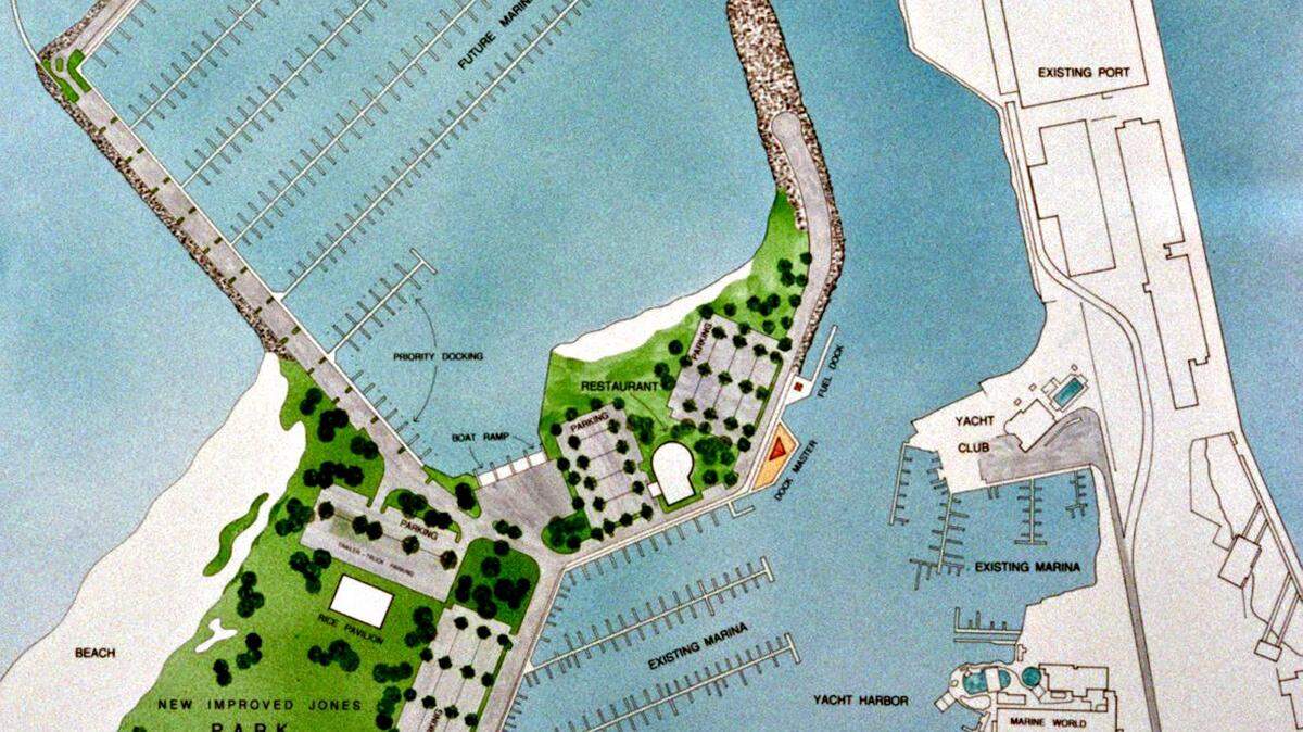 SUN HERALD FILEDrawing of Alfred Dana Jr.'s proposed casino complex for the Gulfport Small Craft Harbor which would include moving Jones Park east.