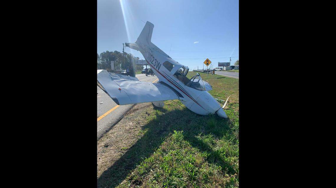 A small airplane crash Thursday, April 7, on Cobb Parkway in Kennesaw, Georgia, briefly blocking all lanes of traffic, DOT officials said