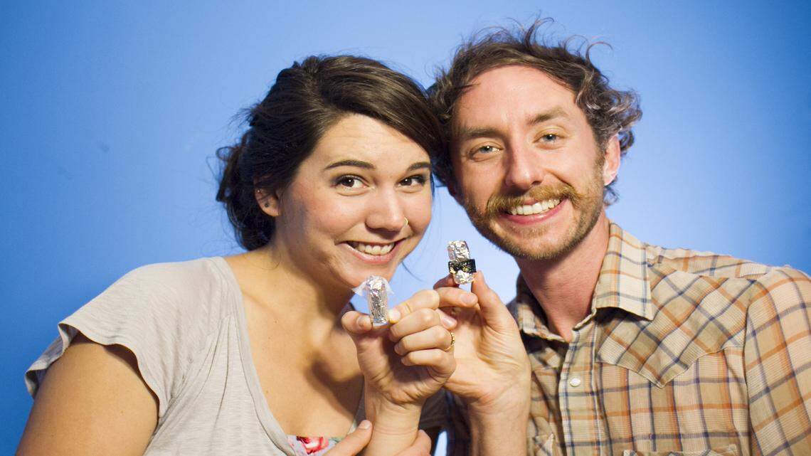 COURTESY DAVID BLEY 
 Mary Rhodes and her fiance, David Bley, won the Moe's Rockstar Wedding Contest, scoring free catering from the Southwest grill.