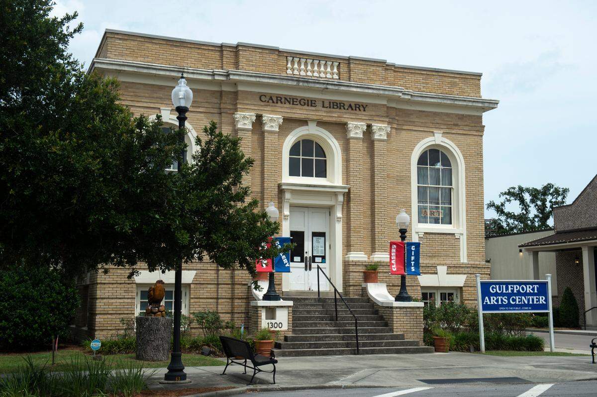 Present: The Carnegie Library that was built with a donation from the Andrew Carnegie Foundation still carries the name. It was restored after being damaged by Hurricane Katrina and now houses the Gulfport Arts Center.