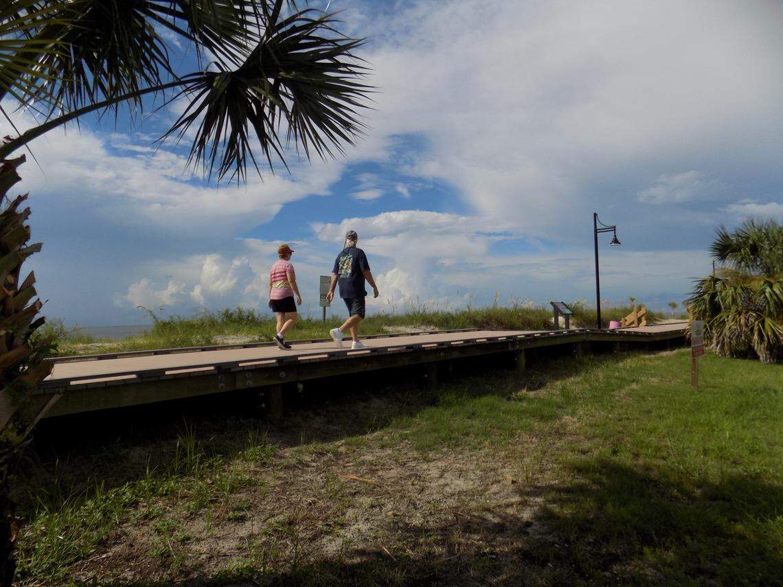 The wooden boardwalk along Restaurant Row in West Biloxi is very popular with walkers and was extended using grants to Biloxi and Harrison County from tidelands funds.