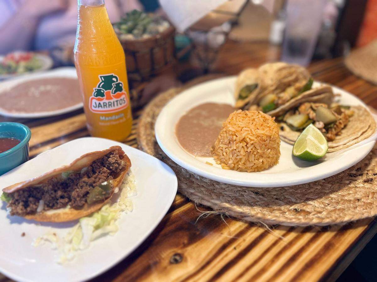 El Jeffe tacos and a fried taco from El Chilango in Gulfport, Mississippi.