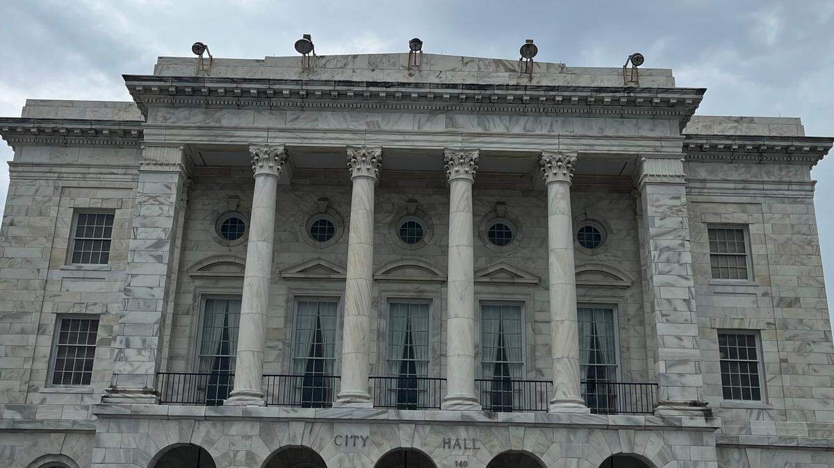 Heavy clouds are seen Monday above Biloxi City Hall. Cloud cover will make it unlikely that Mississippi Coast residents will get a good look at the Monday’s eclipse.