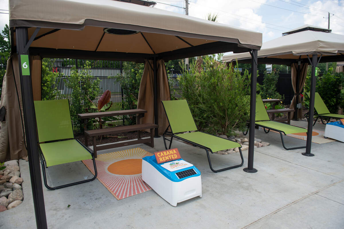 Two of the deluxe cabanas at Serengeti Springs at the Hattiesburg Zoo on Wednesday, June 5, 2024. The deluxe cabanas can accommodate 8 people and range from $69 to $79.