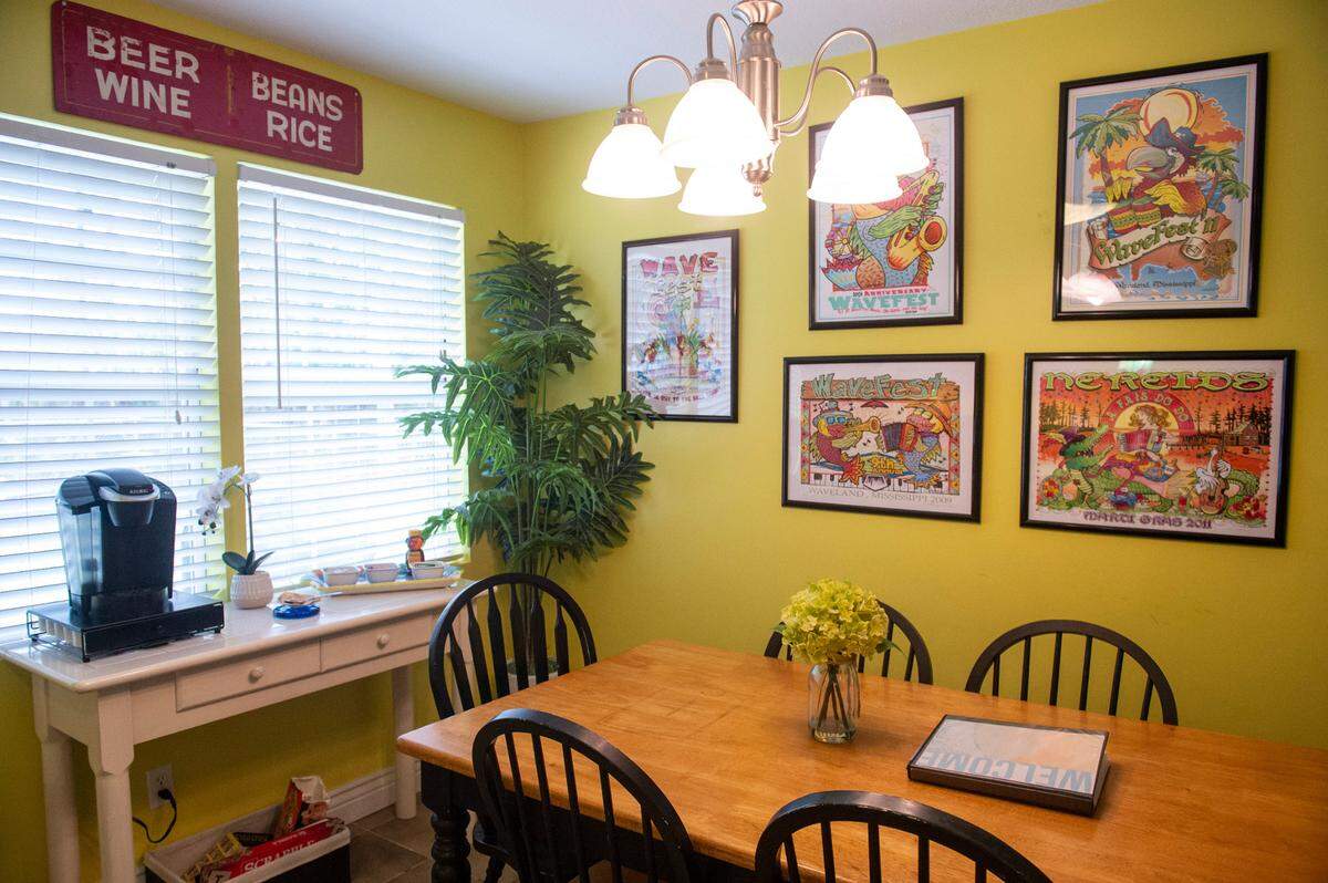 The kitchen of Lisa C. Johnson and Maria V. Perez’s short term rental in Waveland on Friday, Jan. 31, 2025. Waveland adopted an ordinance on short term rentals requiring certain rules.