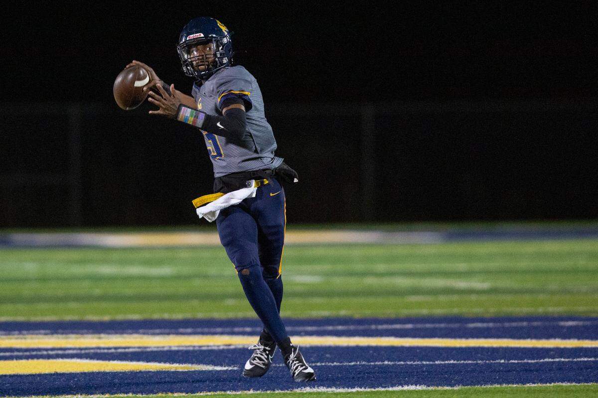 Gautier quarterback Trey Irving throws a pass during a 5A playoff game between Gautier and Natchez at Gautier High School on Friday, Nov. 15, 2024.