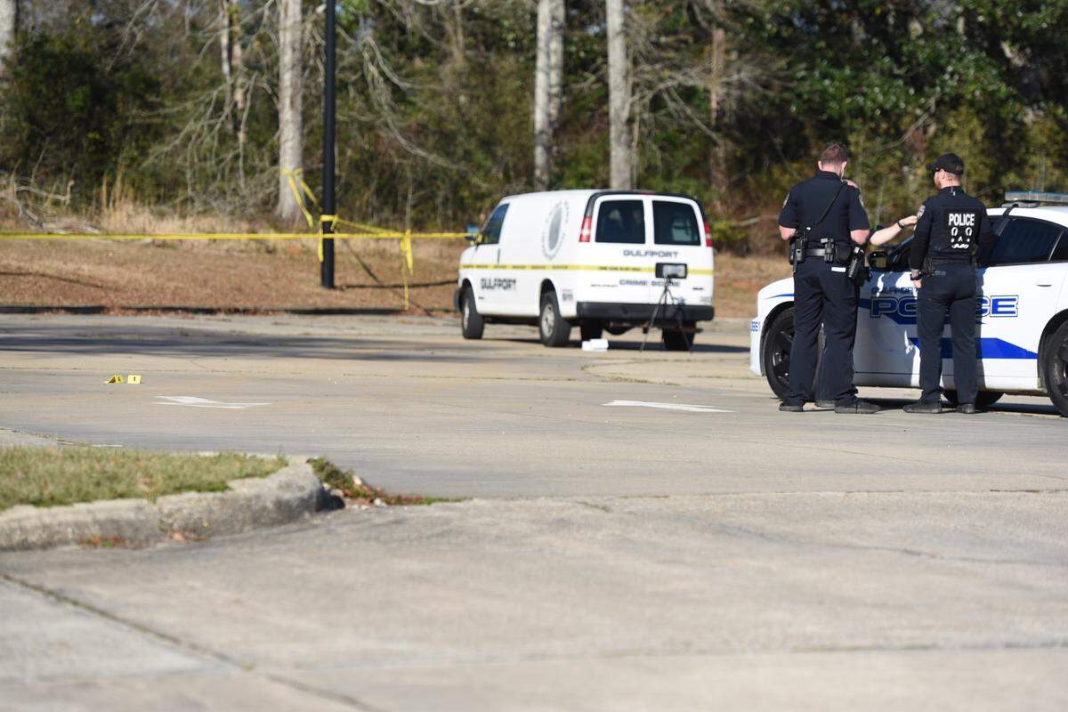 Police are on the scene near Grace Temple Baptist Church in Gulfport, where a man was found with gunshot wound