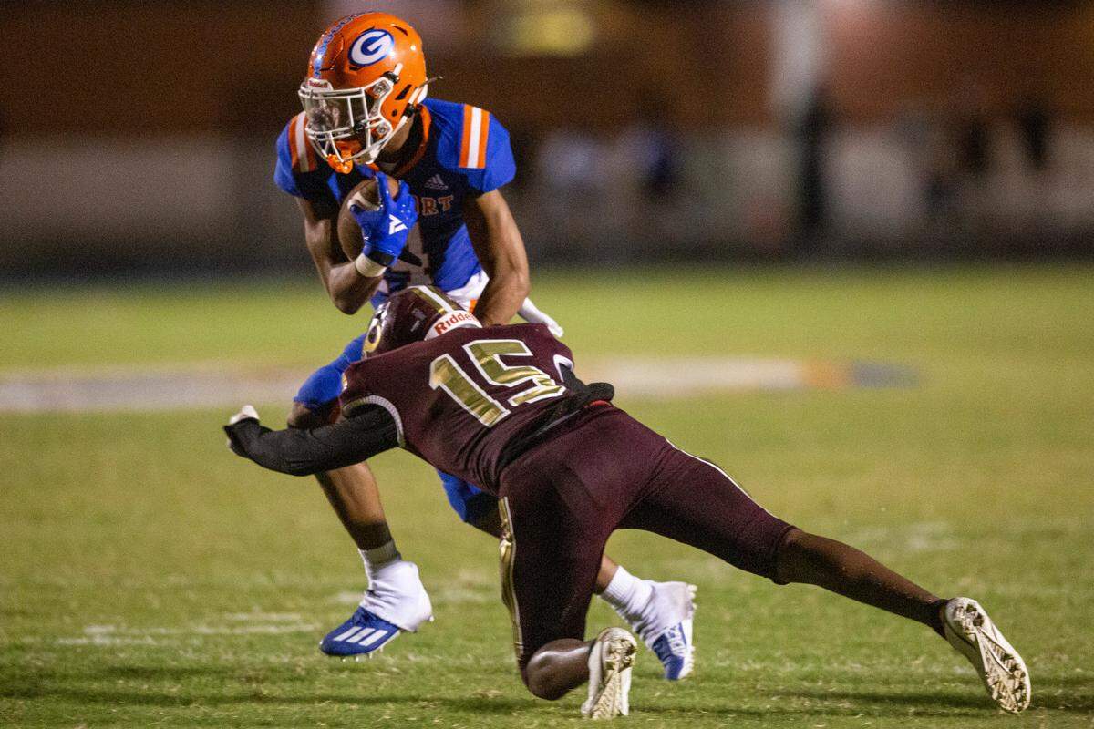 Gulfport’s Bishop Mcgruder during a game against George County at Milner Stadium in Gulfport on Saturday, Aug. 27, 2022.
