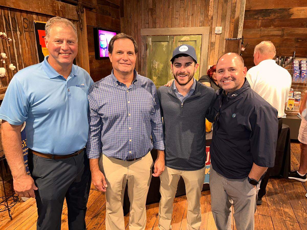 Mike Beyerstedt, left, made the winning shot to clinch Island View Casino and Windance Country Club a win at the first MS Casino Cup in Tunica in October. Members of his team, from left, are Gavin Bauer, Garrett Garcia and Mike Bruffey, all Island View employees.