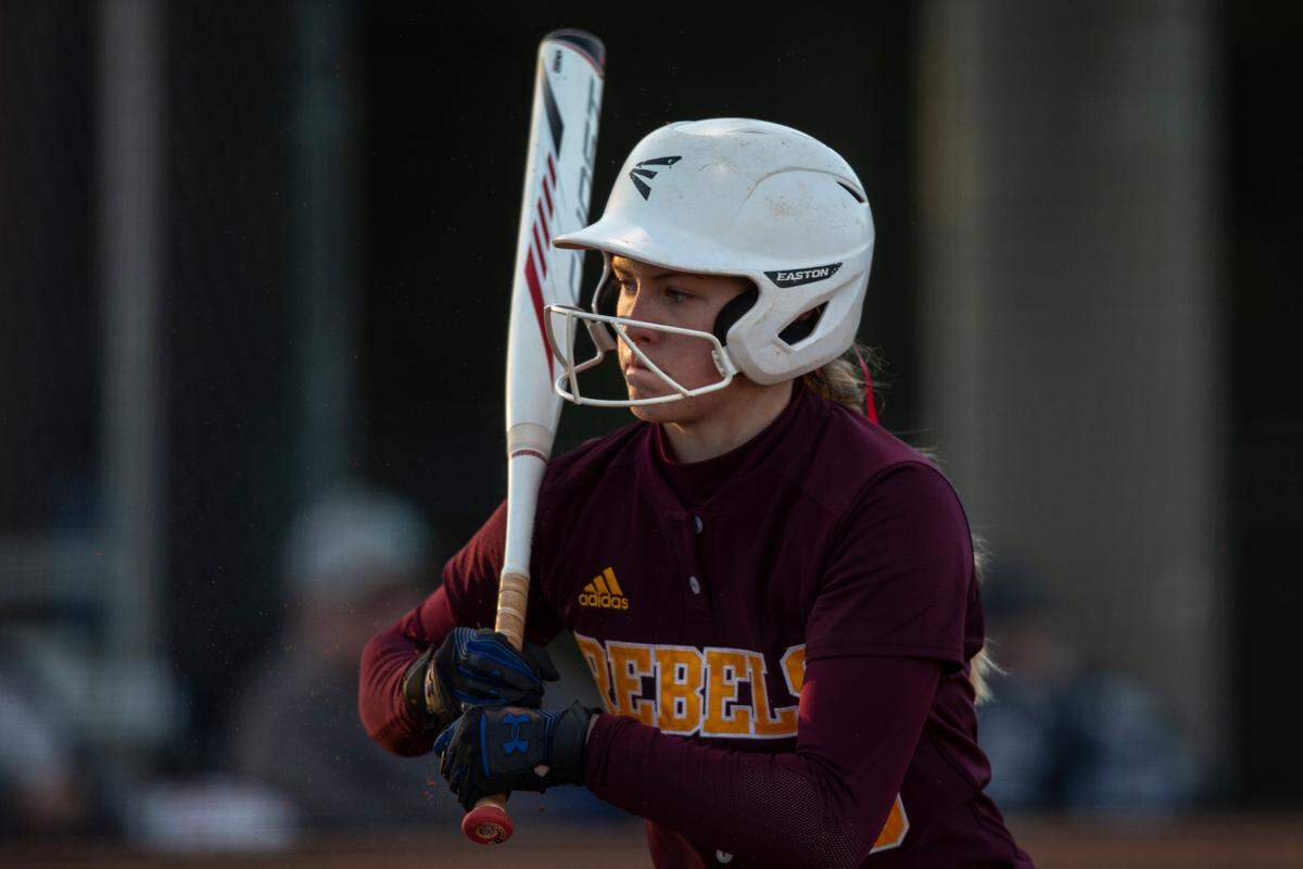 George County’s Ashton Fairley prepares to bat during a game at St. Martin on Monday, March 20, 2023.