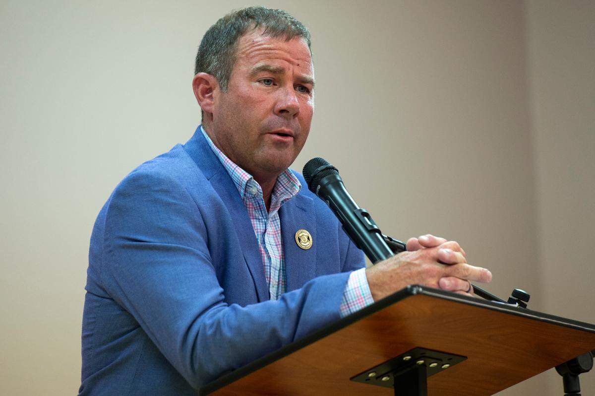 Matt Haley, a candidate for Harrison County sheriff, answers questions during a recent candidate debate in Biloxi.