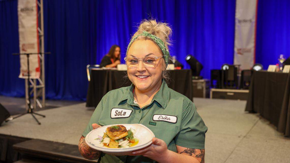Chef Erika Lipe, owner of SoLa Restaurant in Oxford, made a dish called ‘Snapper Pascagoula’ to win second place in a national seafood competition.