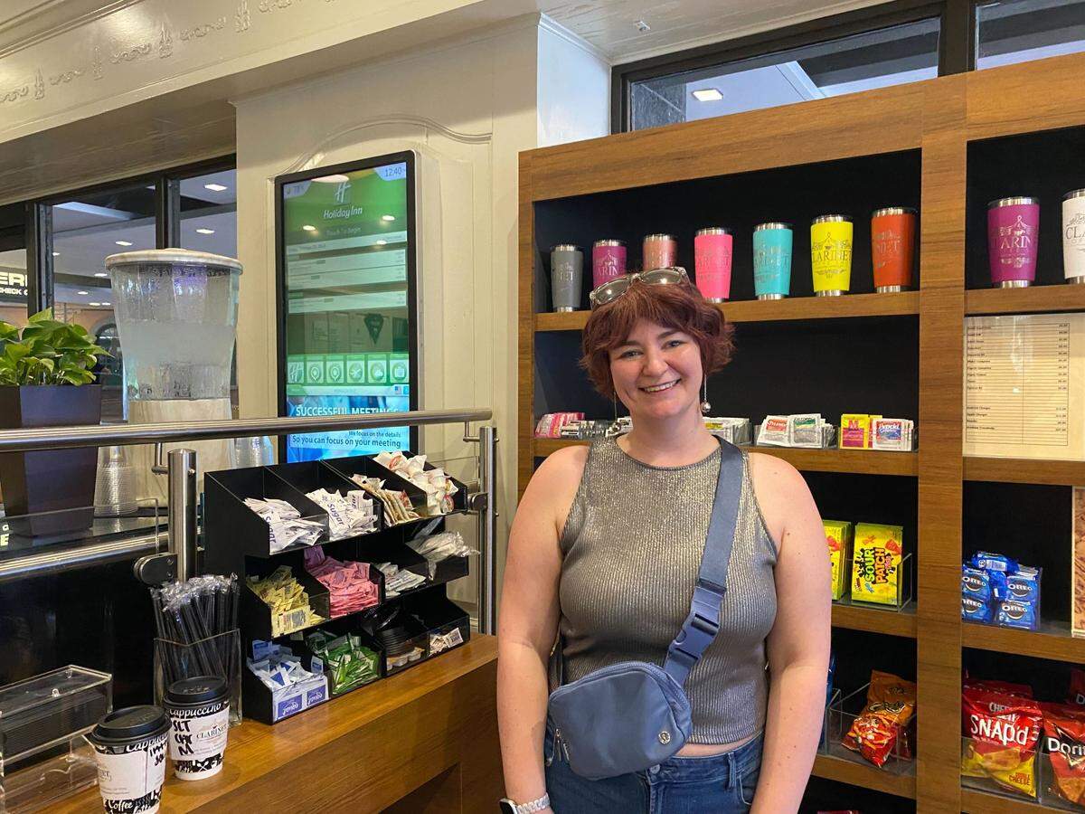 Sarah Perry, from Crystal Springs, couldn’t get her mom into the Superdome for tonight’s show, but she did get her to New Orleans for the party.