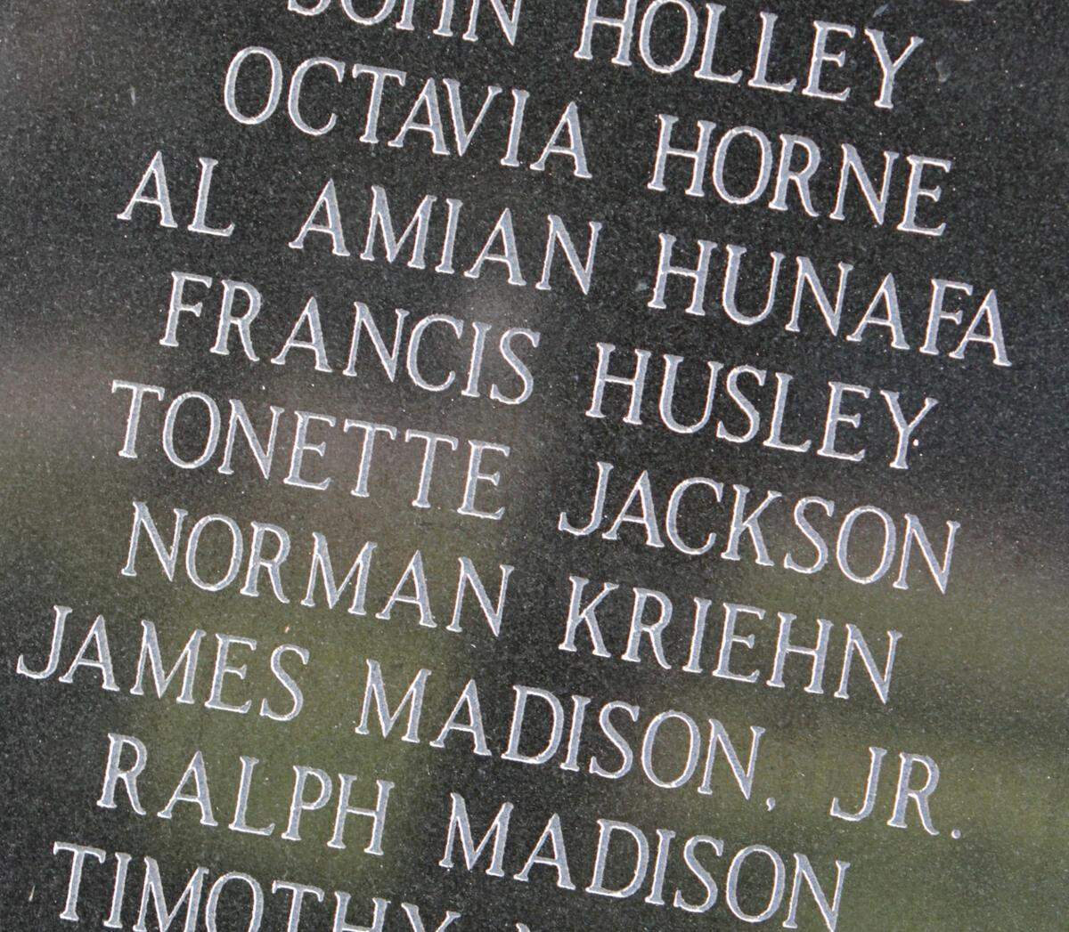 Myrtle Stockstill of Biloxi attended the Hurricane Katrina Memorial Observance at Biloxi Town Green on Thursday Aug. 29, 2013 to remember her sister, Tonette Jackson, who was killed in the storm eight years ago, though her body was never found..