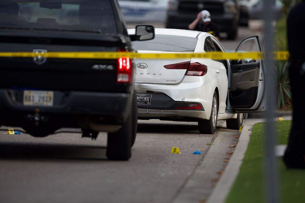 Gulfport police investigate a shooting Tuesday at U.S. 90 and Hewes Avenue.