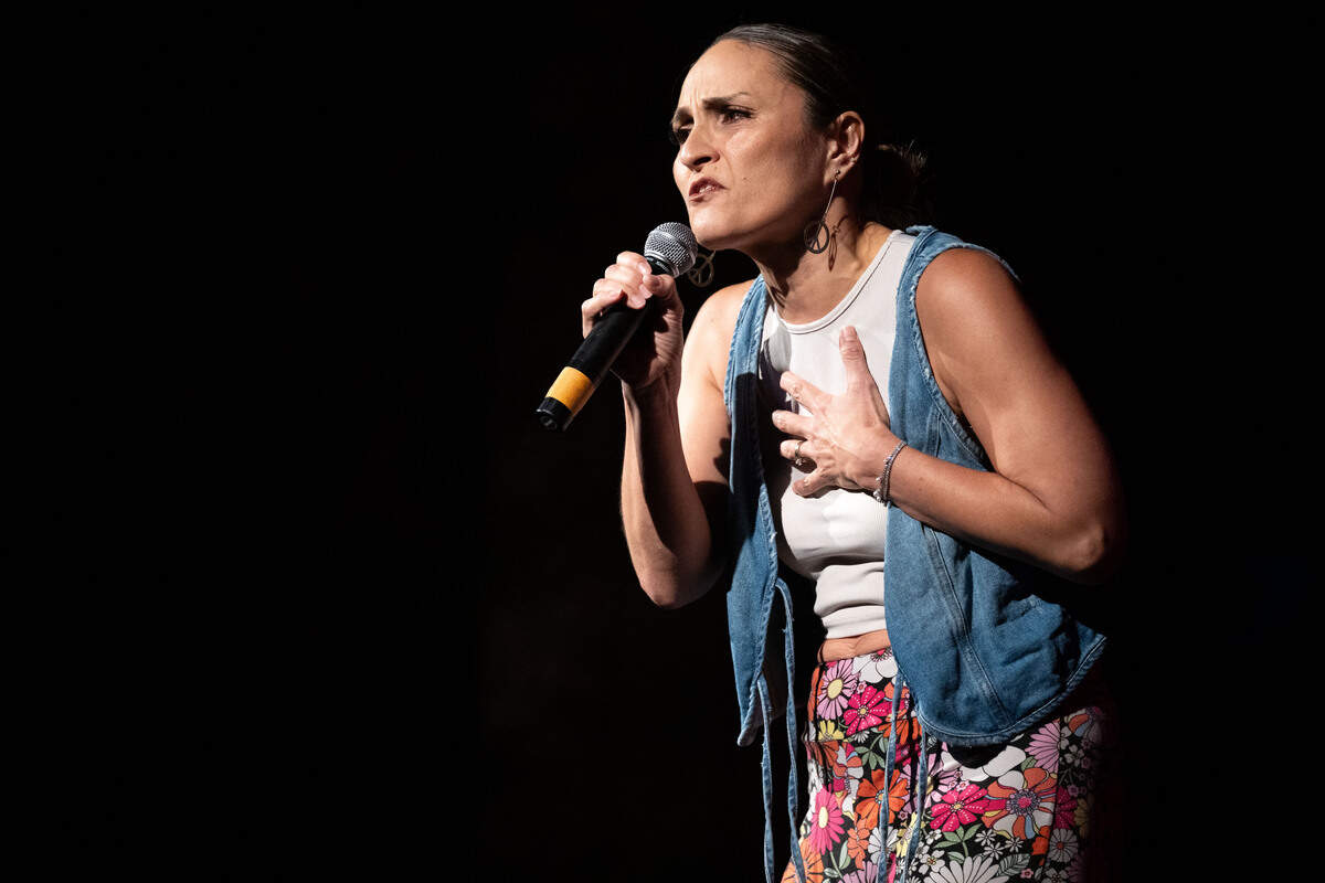 Minori Therrien sings “Easy To Be Hard” during a grand opening celebration at the Saenger Theatre in Biloxi on Saturday, June 6, 2026.