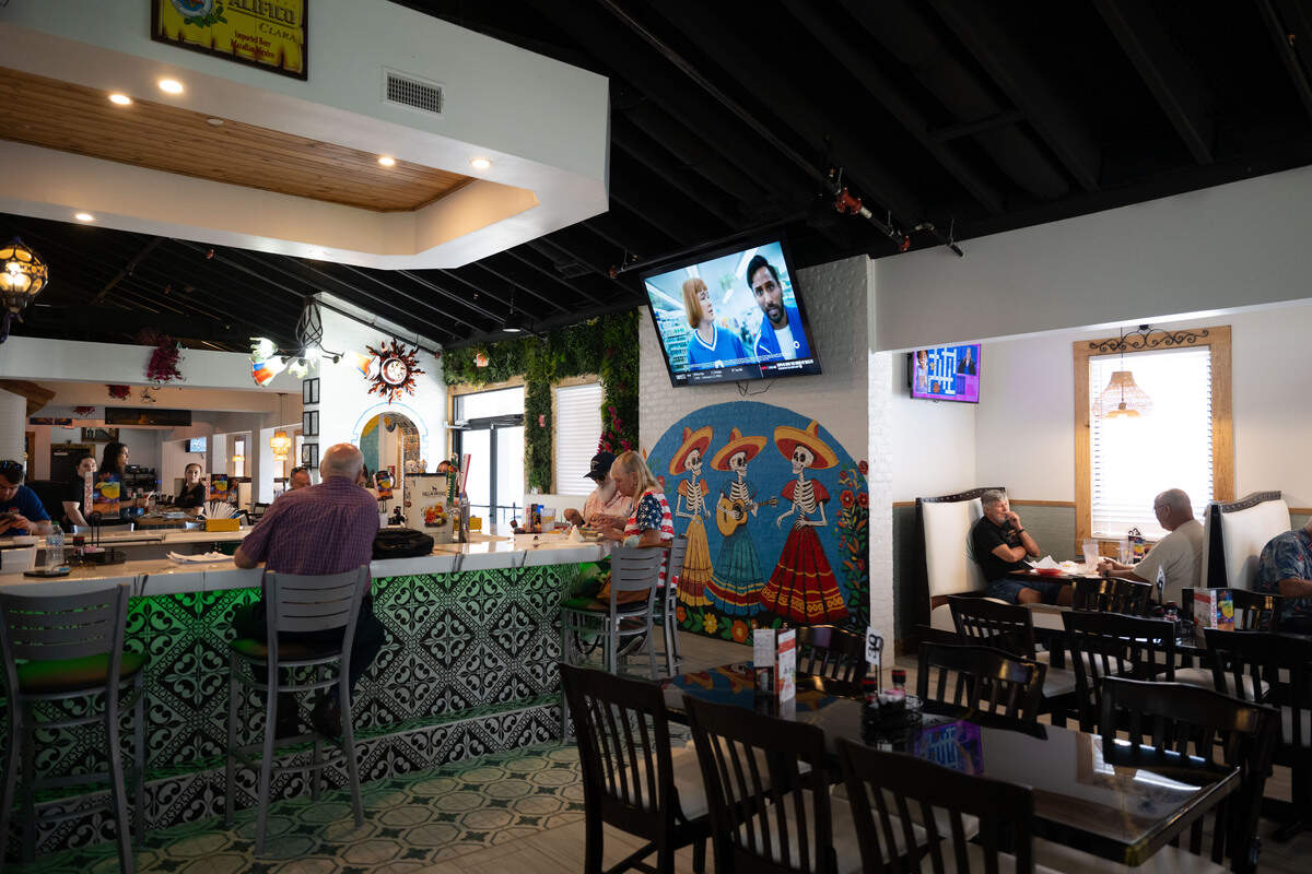 The inside dining room and bar at Los Tres Amigos in Gulfport on Wednesday.