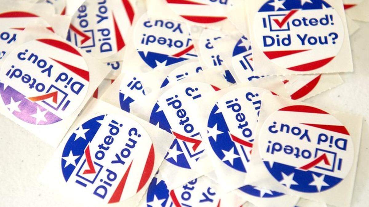 “I voted” stickers await those who completed their ballots at the St. Martin Community Center in Jackson County Tuesday morning. A big turnout is reported across the state, with few problems at the polls.