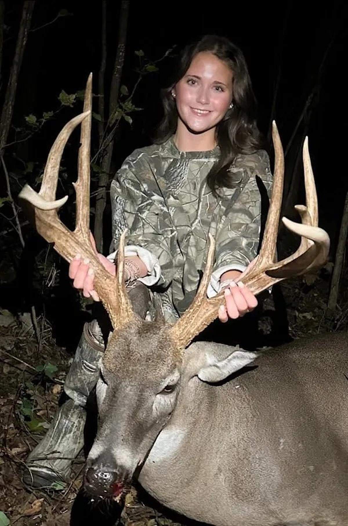 Emma Claire Starkey, 16, of Eudora, harvested a buck scoring 156 1/2 after hunting him for two seasons.