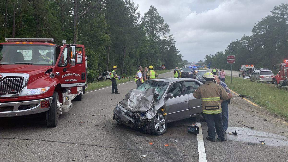 A two-vehicle collision has killed two people on U.S. 49 near DeSoto Road in Harrison County.