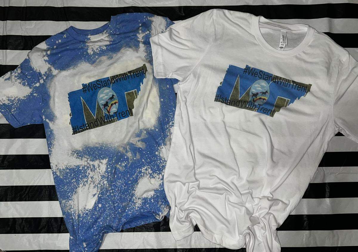 The shirt designs Kayla Lanier is selling to support Trent and raise money for a local animal shelter.