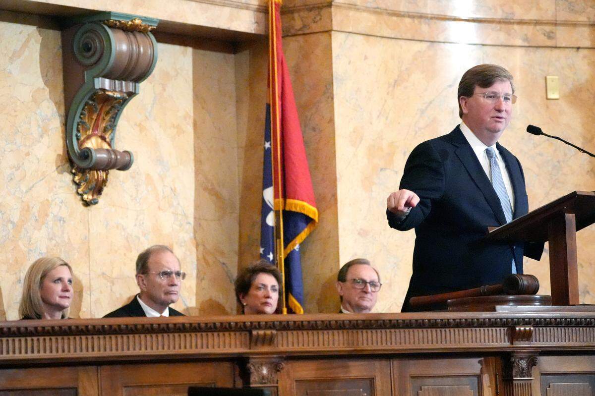 Mississippi Republican Gov. Tate Reeves said he intentionally avoided hot-button issues and political conflict in his State of the State speech Monday.