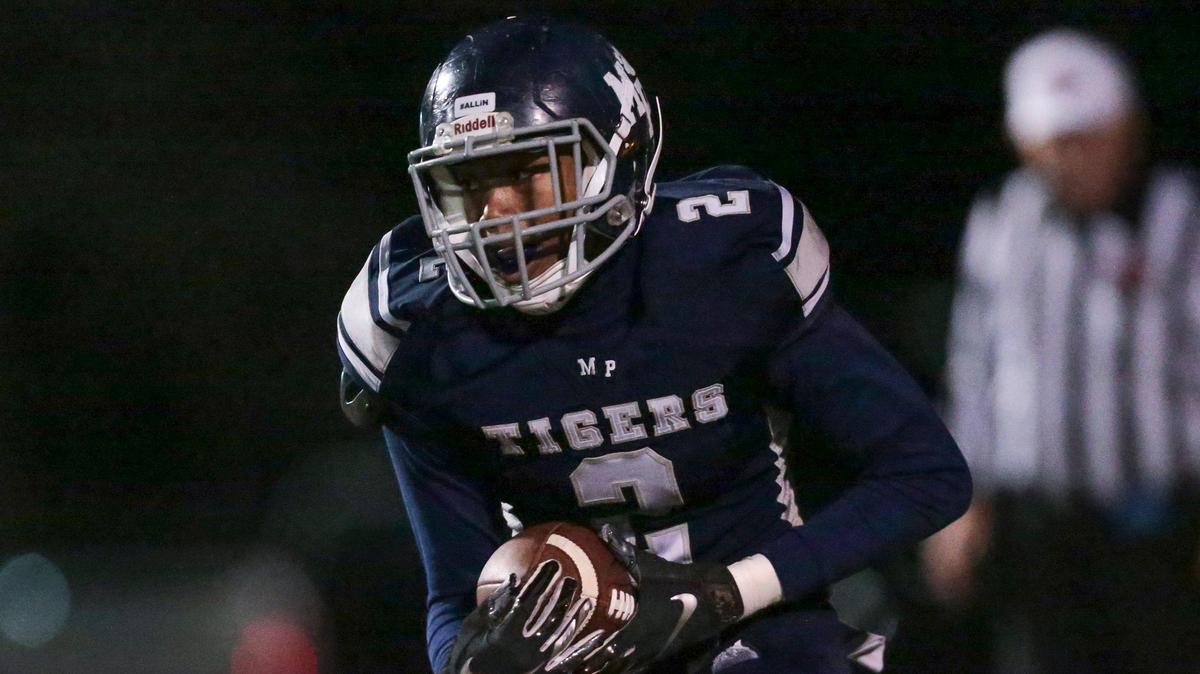 Moss Point Savion Burkes (2) during the first round 4A playoff game between Moss Point and Stone at Moss Point, Friday, November 8, 2019.