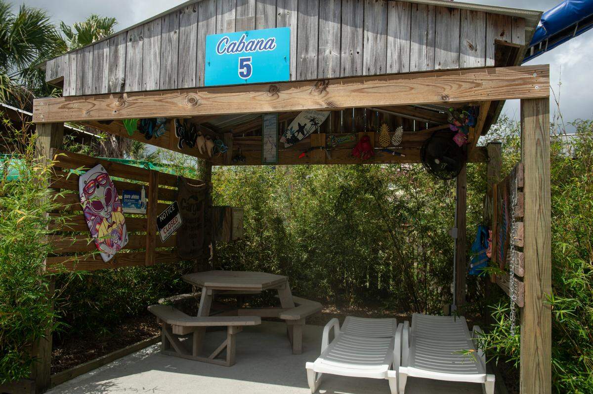 One of the cabanas available for rent at Gulf Islands Waterpark in Gulfport on Thursday, May 15, 2025.