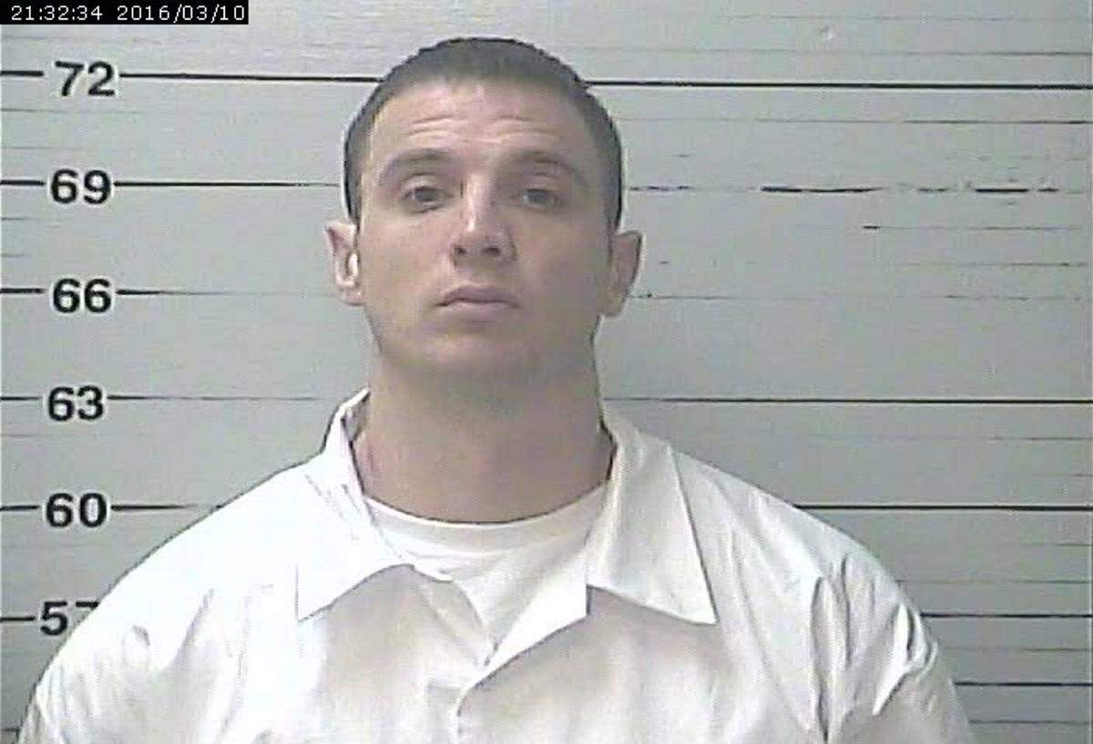 Brett Huntley Keel, now 37, is pictured in a 2016 mugshot following his arrest in another domestic violence case in Mississippi. He is now charged with murder in the April 2025 killing of Pass Christian mother, Joyce Gomez.