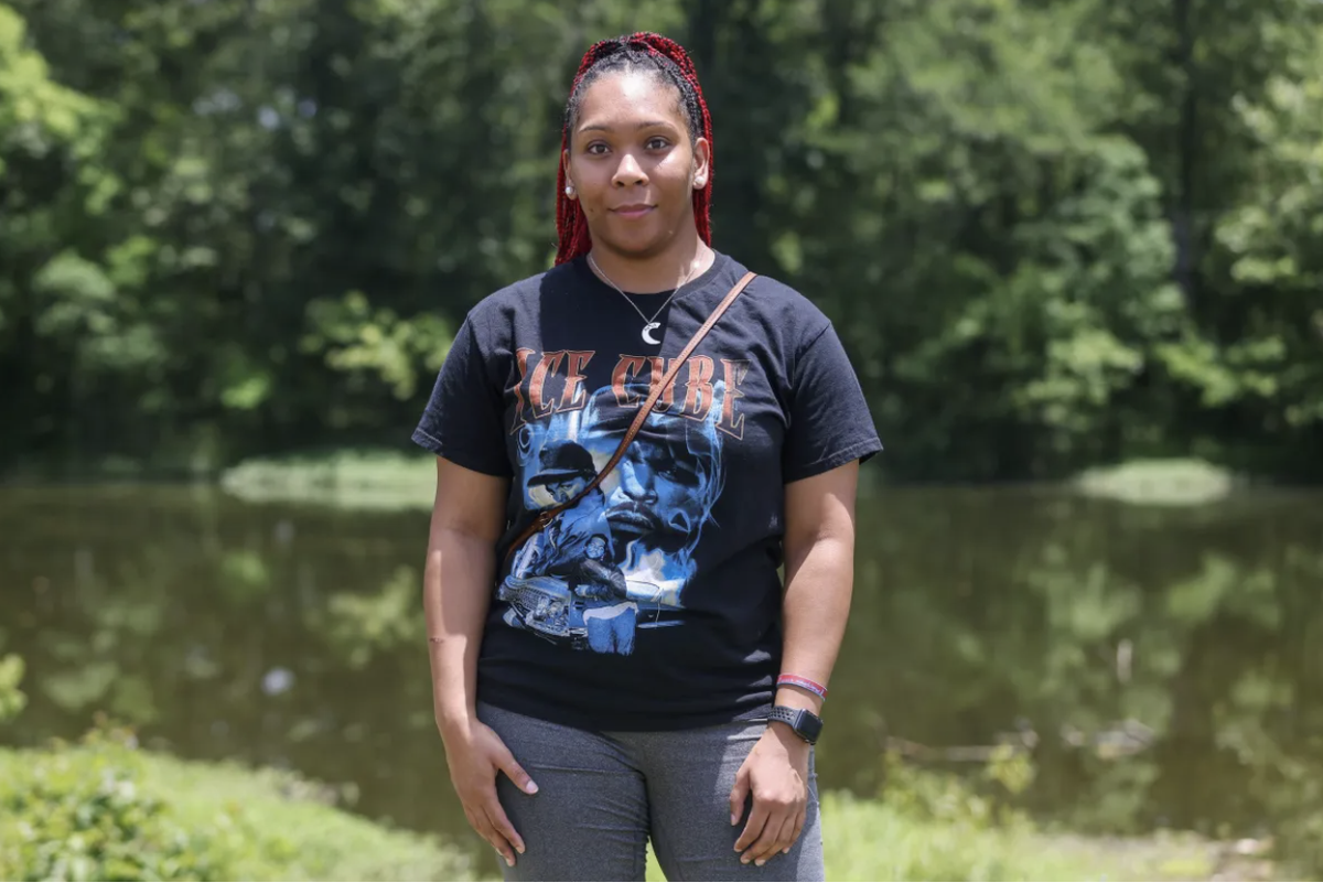 Brooke Jones poses for a portrait in Pearl, Miss., Wednesday, June 15, 2022. Jones is a sonogram and lab tech at the Jackson Women’s Health Organization.