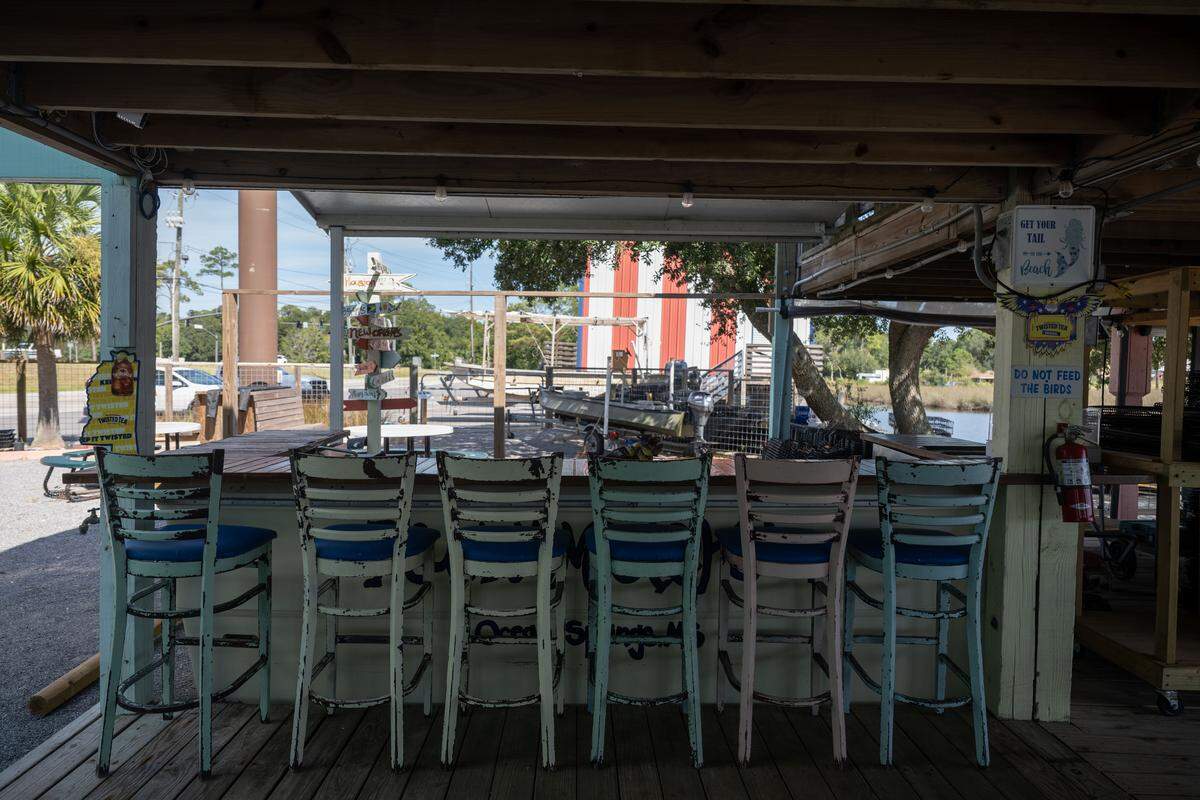 A bar area at French Hermit Oyster Co. in Ocean Springs is where oysters will be sorted and beer served outdoors.