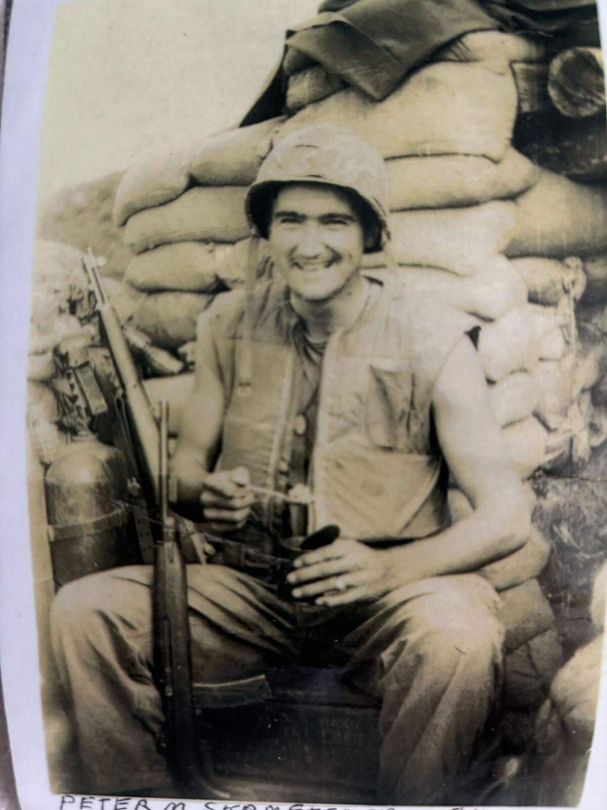 Peter Skrmetta sits at the 38th parallel with the First Marine Division in Korea.