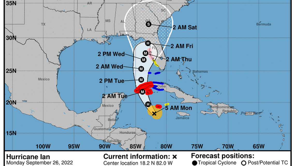 The track of Hurricane Ian has changed several times over the last four days and the National Hurricane Center said Monday the track is still uncertain.