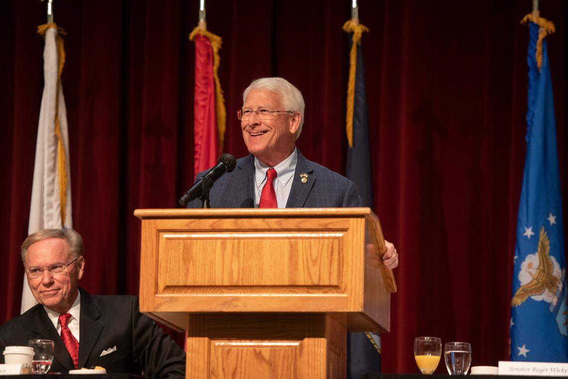 U.S. Sen. Roger Wicker speaks before a crowd of military members at the 41st annual Salute to the Military breakfast at the Beau Rivage Casino in Biloxi on Tuesday, Oct. 4, 2022. This was the first time the event was hosted since the pandemic began.