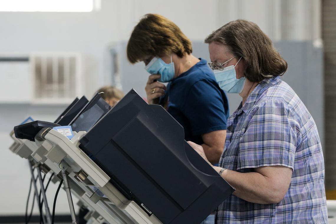 Ocean Springs residents cast their votes for the municipal primary elections April 6, 2021.
