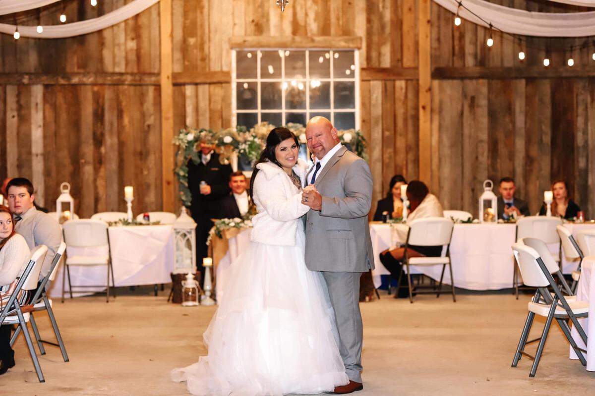 Taylor Manning and her father Joe Ladnier at her wedding. Ladnier has been missing since Christmas Eve.