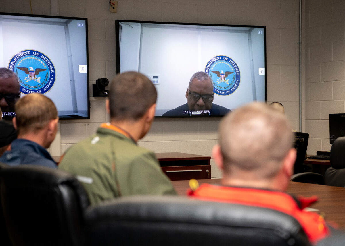 Secretary of Defense Lloyd J. Austin III speaks remotely with Ukrainian Forces training in the United States April 10, 2022. Secretary Austin thanked the troops for their service and courage as they prepared to return home to the Ukraine to help defend their country. The soldiers were training on patrol craft operations, communications, and maintenance when the Russian invasion of Ukraine began on February 24. They since received additional advanced tactical training on systems the United States has provided to Ukraine, including the Switchblade UAV.