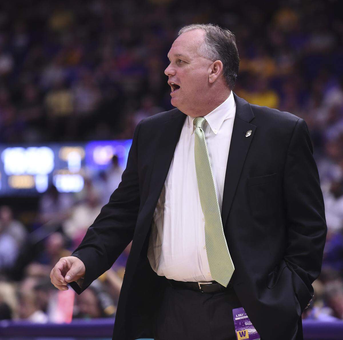 Southeastern head coach Jay Ladner coaches against LSU in the Tigers’ home opener, Tuesday, November 6, 2018, at LSU’s Pete Maravich Assembly Center in Baton Rouge, La.