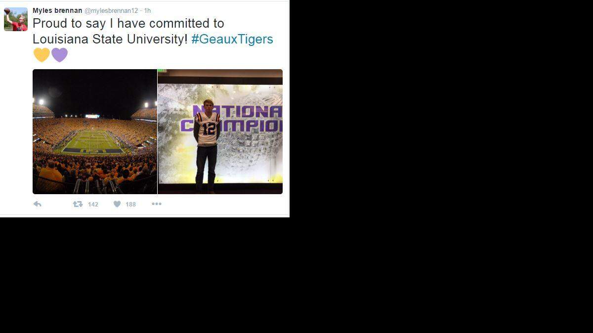 St. Stanislaus quarterback Myles Brennan posted this on his Twitter account on Saturday afternoon.