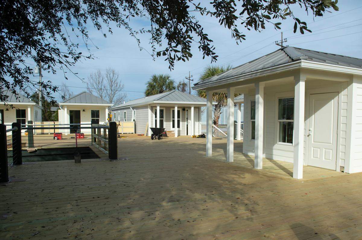 The new Cottages at the Depot housing development in Pascagoula on Wednesday, Jan. 29, 2025.