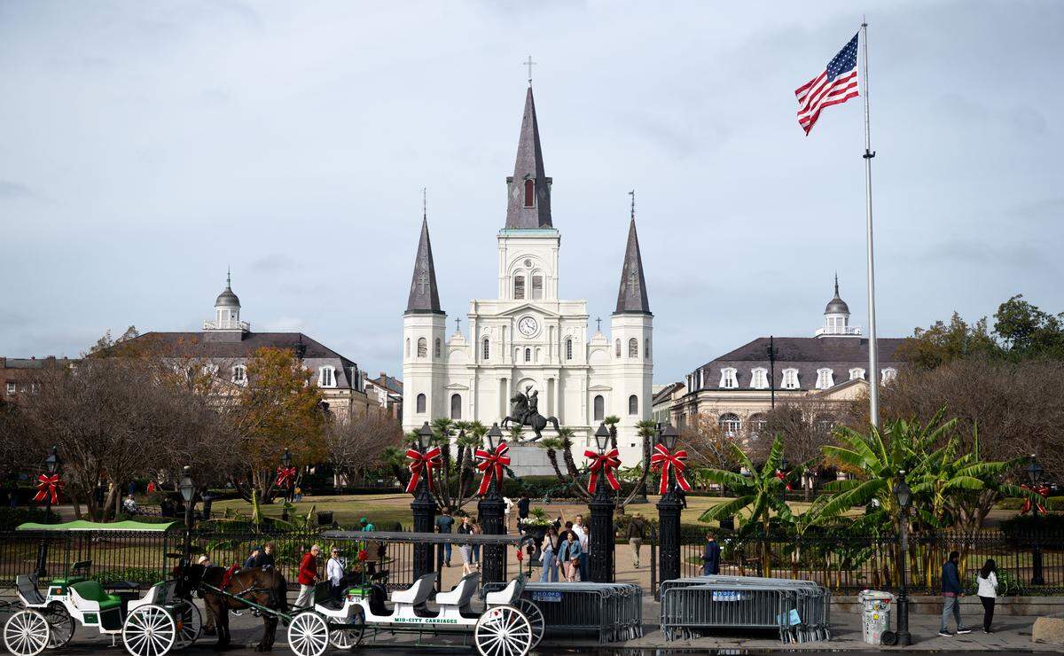 Jackson Square and St. Louis Cathedral in the French Quarter are a short walk from the Amtrak station in New Orleans.