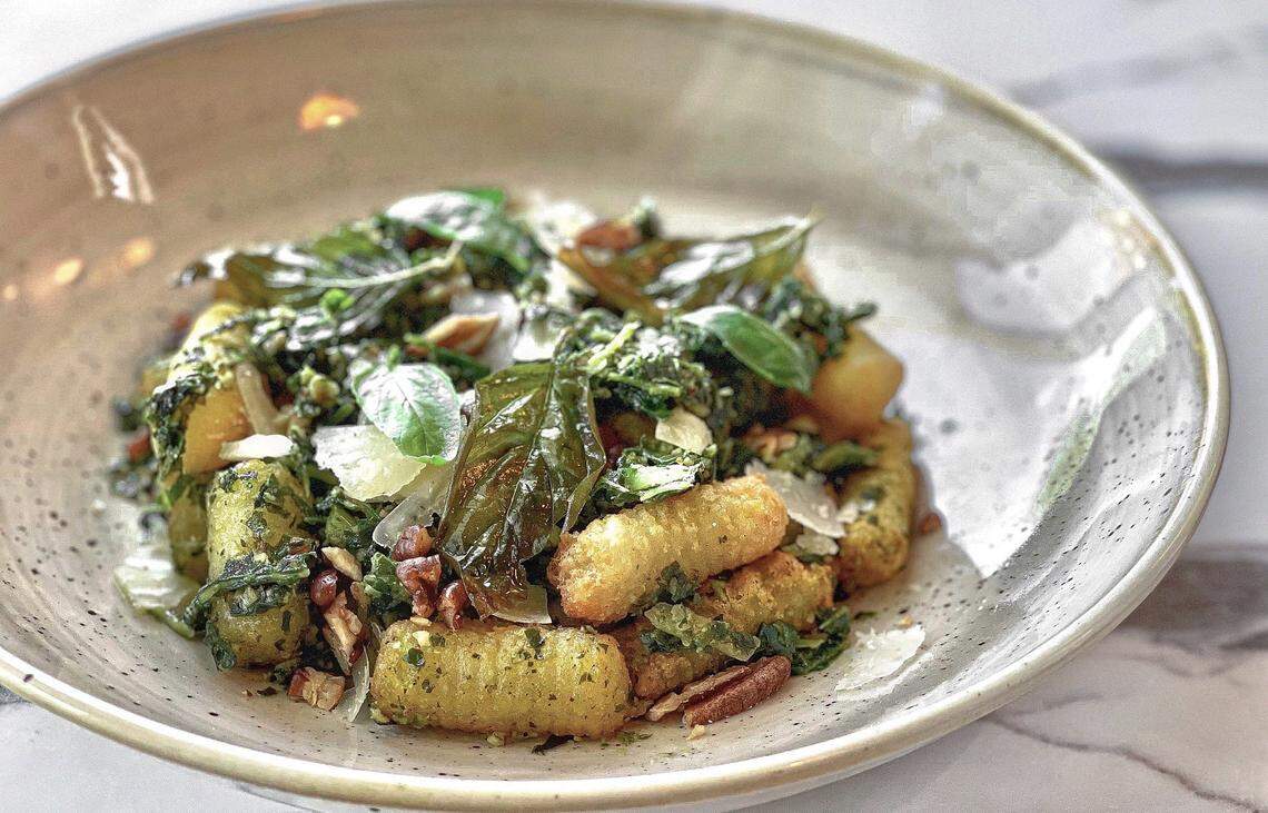 Radish’s cauliflower gnocchi dish which is made from Ranatza Farm cauliflower and topped with collard green pesto and lemon zest.