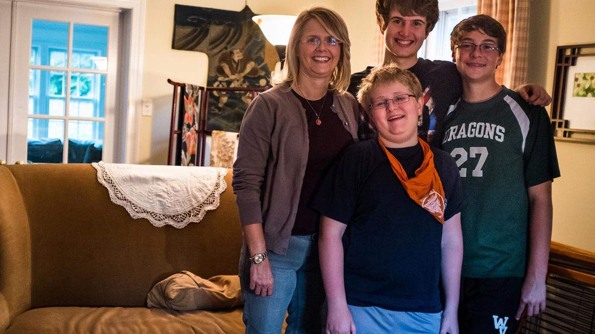 Many parents "feel homework has kind of taken over, especially at the high school level," says Cheryl Masterman, with sons Zach, 15, Nick, 13, and Ryan, 10, in their Haverford, Pa., home on Friday, Oct. 23, 2015. (Aaron Windhorst/Philadelphia Inquirer/TNS)