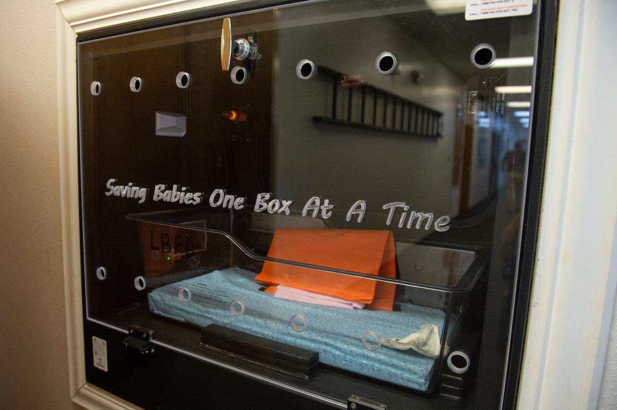 The inside of the Safe Haven Baby Box at the Long Beach Fire Department in Long Beach on Thursday, June 20, 2024. Long Beach’s baby box, which was the first in Mississippi, allows mothers to surrender their newborns anonymously.