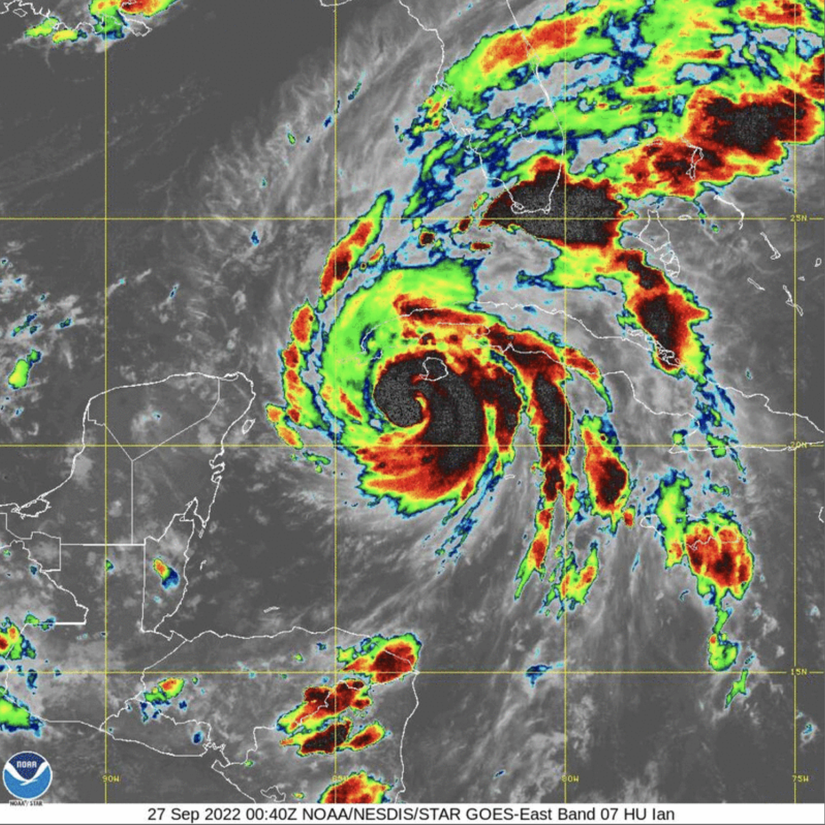 Satellite imagery of Hurricane Ian on Monday, Sept. 26, 2022, near Cuba.